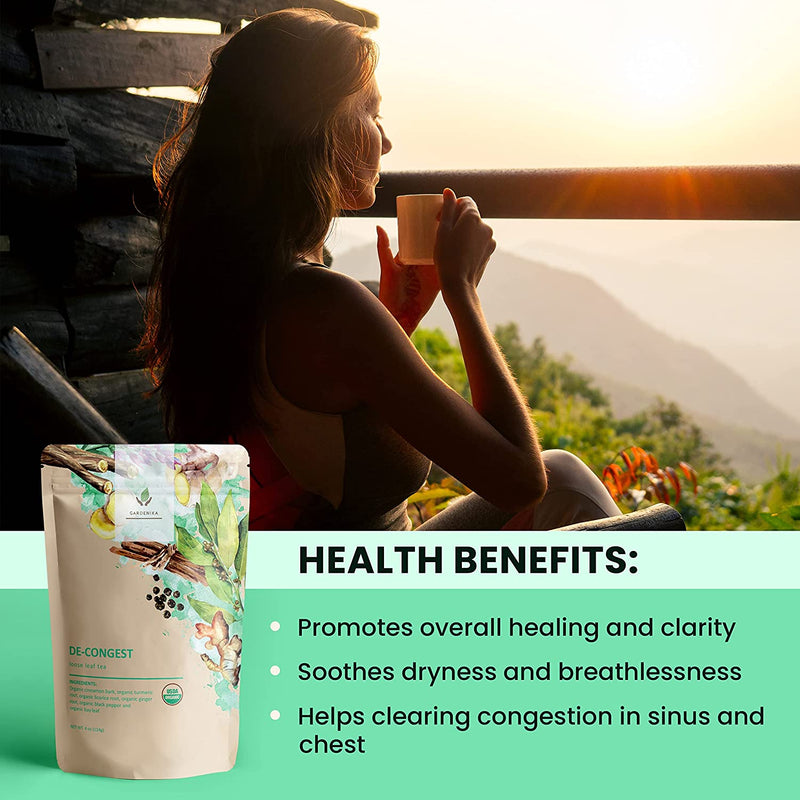 Gardenika Shop Decongest Tea, Respiratory Comfort | Turmeric Ginger Blend | Organic Loose Leaf Tea Black