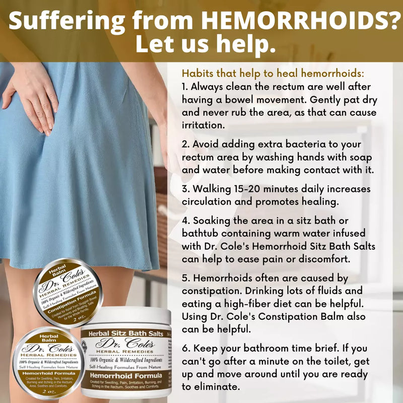 COLEHERBALS LLC Dr. Cole's Hemorrhoid Balm, Salts, and Constipation Balm Bundle Lavender