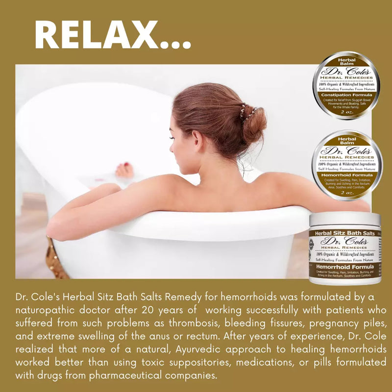 COLEHERBALS LLC Dr. Cole's Hemorrhoid Balm, Salts, and Constipation Balm Bundle White Smoke