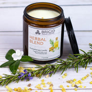 Brigid Trading Company Herbal Blend Soy Wax Candle - Frankincense, Rosemary, and Myrtle Aromatherapy Candle Lavender 7oz amber jar
