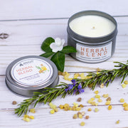Brigid Trading Company Herbal Blend Soy Wax Candle - Frankincense, Rosemary, and Myrtle Aromatherapy Candle Light Gray 3oz pewter tin