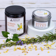 Brigid Trading Company Herbal Blend Soy Wax Candle - Frankincense, Rosemary, and Myrtle Aromatherapy Candle Light Gray 7oz amber jar,3oz pewter tin