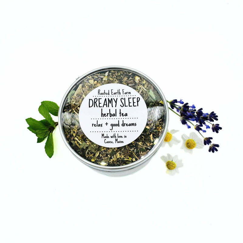 Rooted Earth Farm + Apothecary Dreamy Sleep Herbal Tea Tin Herbal Teas White Smoke