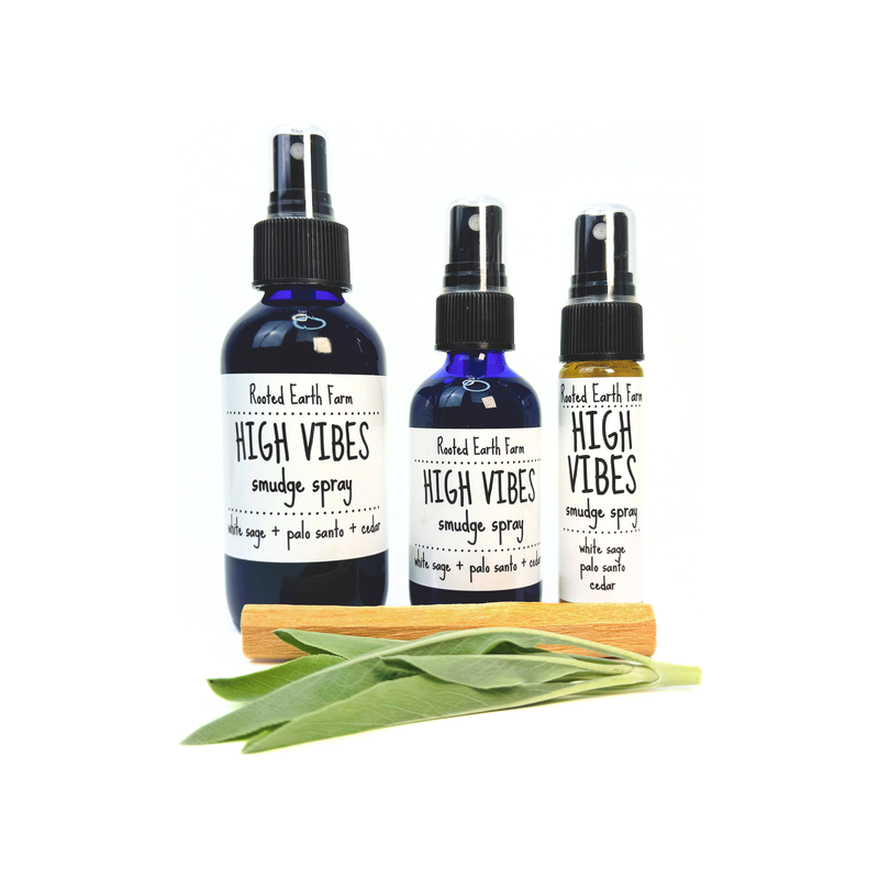 Rooted Earth Farm + Apothecary High Vibes Smudge Spray Smudge Sprays White Smoke 1 oz,2 oz,4 oz