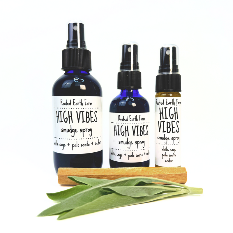 Rooted Earth Farm + Apothecary High Vibes Smudge Spray Smudge Sprays White Smoke 1 oz,2 oz,4 oz