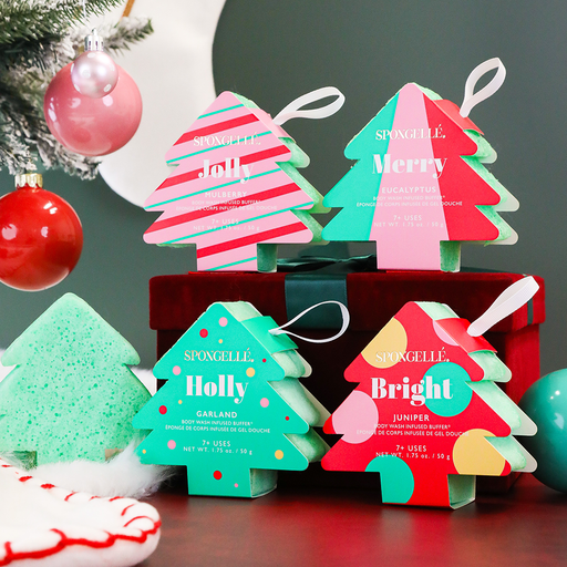 Spongellé Holiday Tree Multi-Use Assorted Pack Body Wash Infused Buffer Dim Gray