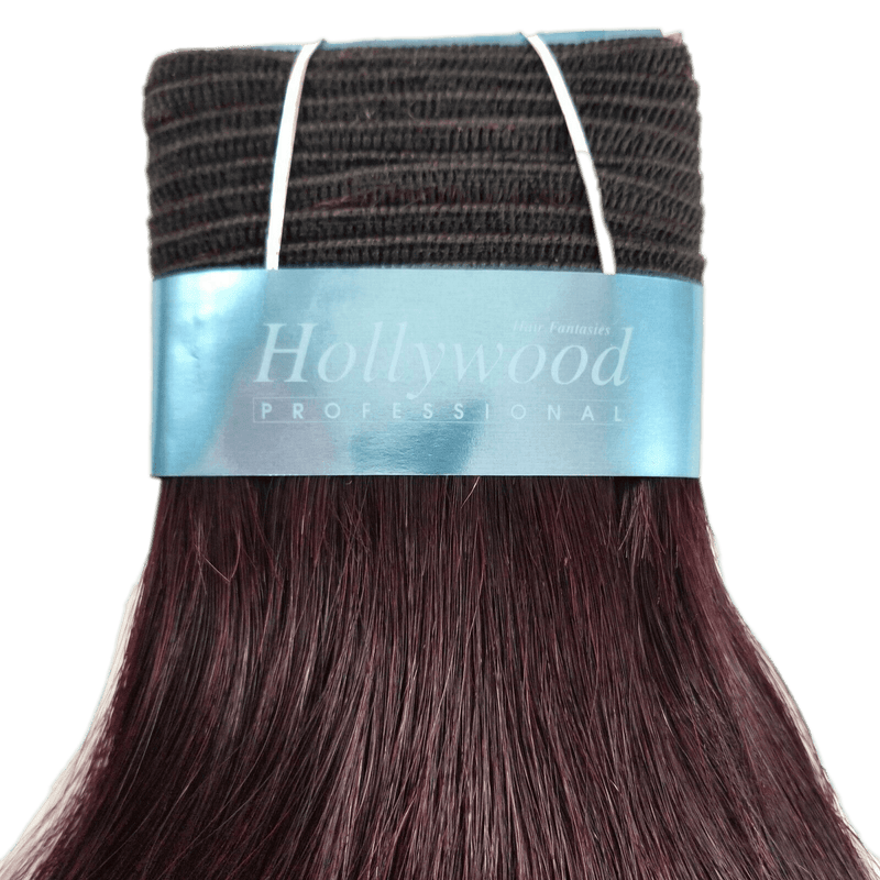 VIP Extensions Hollywood 100% Human Hair Pro Silky Weavings 12" Hair Extension Black 613,Honey Light,Brown Auburn,4,Black Wine,F. Black/D.Auburn,ST Auburn/Black,2