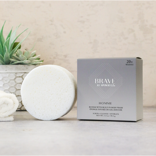 Spongellé 20+ Men's Brave Buffer Body Wash Infused Buffer Light Gray