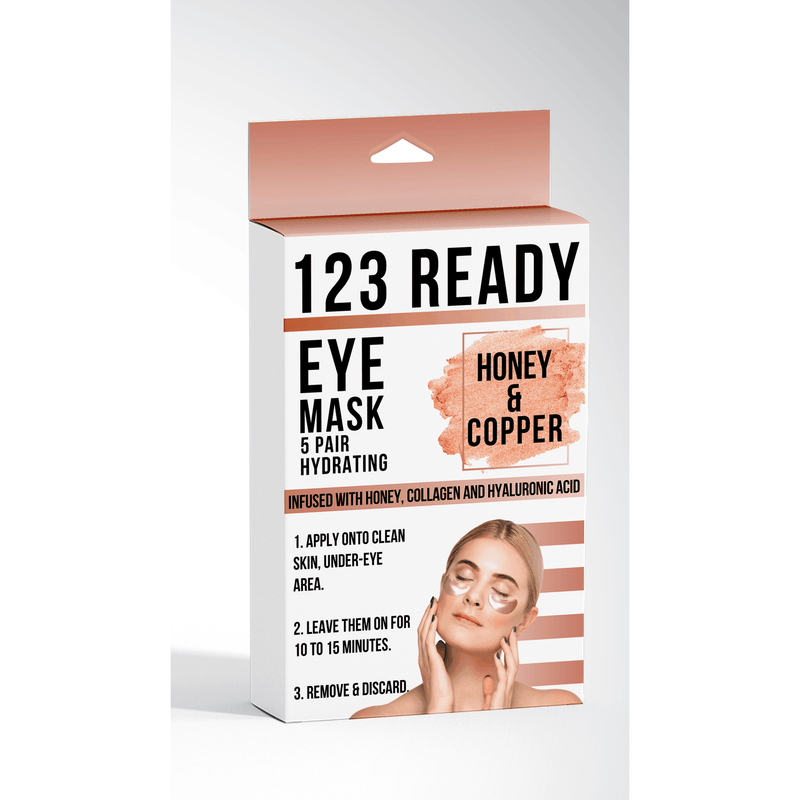 ZAQ Skin & Body 123 Ready HONEY & COPPER HYDRATING GEL EYE PATCHES Light Gray 5 Pair