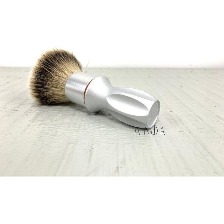 Alpha Brush Shaving Co. Alpha Brush & Shaving Co. T-400 Silver Top 24mm Shaving Brush Shaving Brush Light Gray
