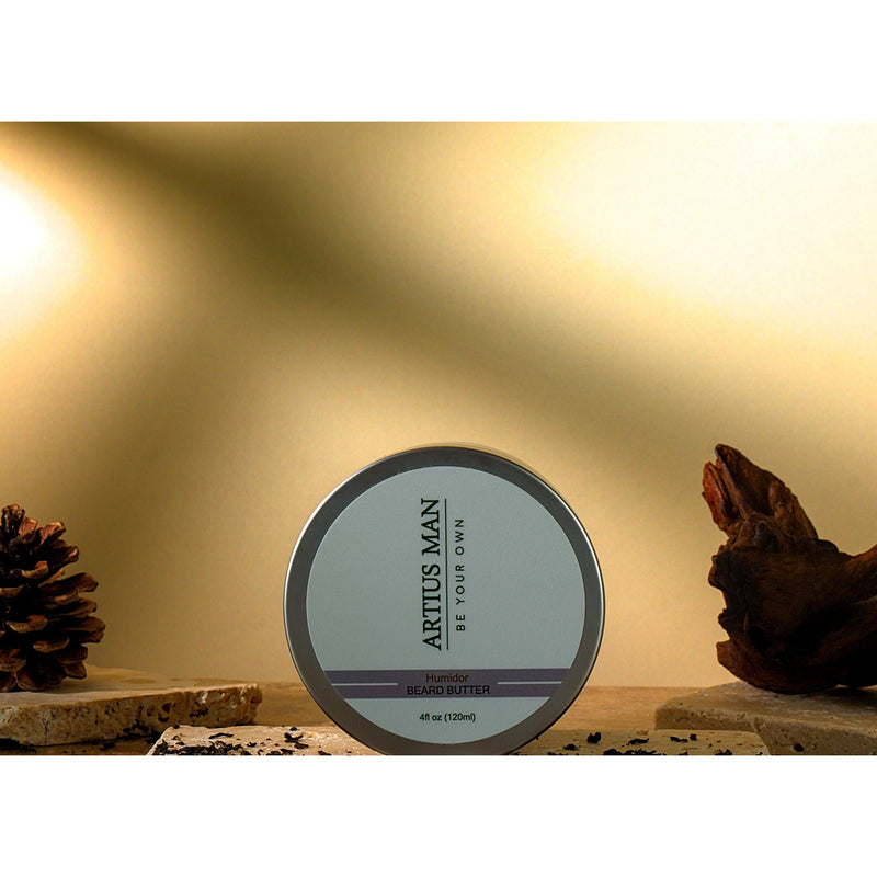 Artius Man Humidor Beard Butter – Cherry, Tobacco, and Oud Beard Conditioner (4 oz) Dark Khaki