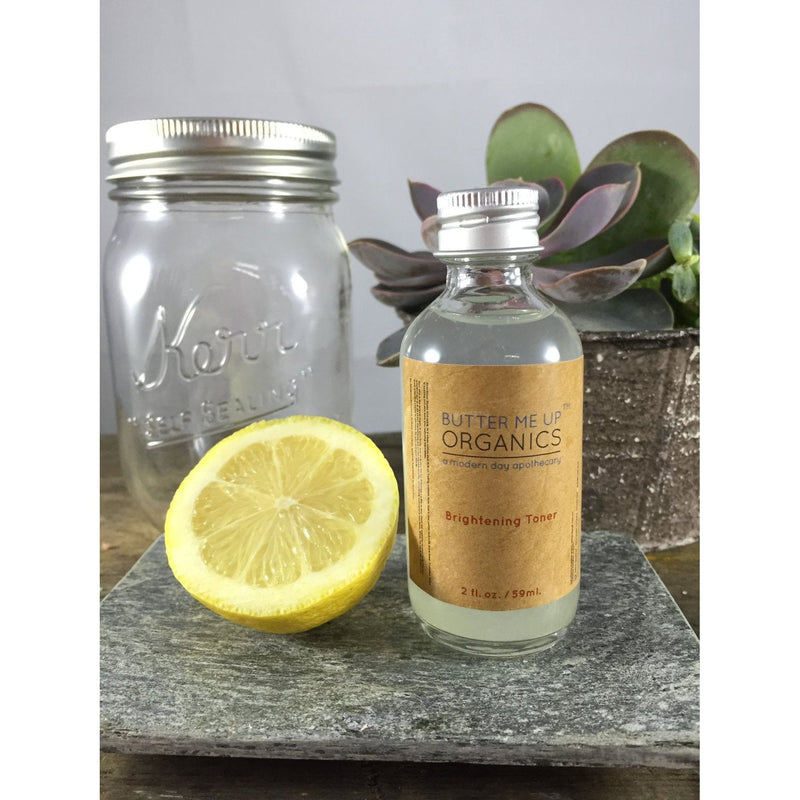 Butter Me Up Organics Organic Brightening Toner / Blemish Remover / Toner Face Rosy Brown Organic Brightening Toner,Organic Brightening Toner + Organic Reusable Cotton Rounds - Set of 10