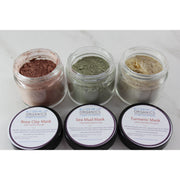 Butter Me Up Organics Clay Face Mask Trio Rose Clay French Green Clay Kaolin Clay Turmeric Kelp Calendula Face Gray Rose Clay Mask,Sea Mud Mask,Turmeric Mask,Mask Trio Set
