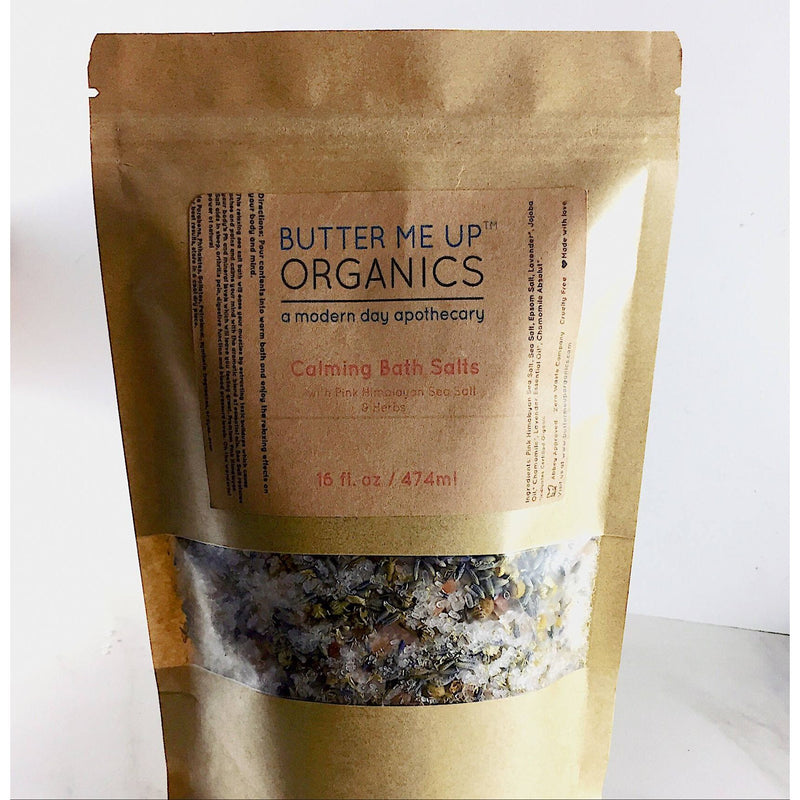 Butter Me Up Organics Calming Bath Salts / Detox / Relaxation / Lavender & Chamomile / Essential Oils / Organic Herbs / Herbal Bath Salts for Relaxation Stress Bath Light Gray