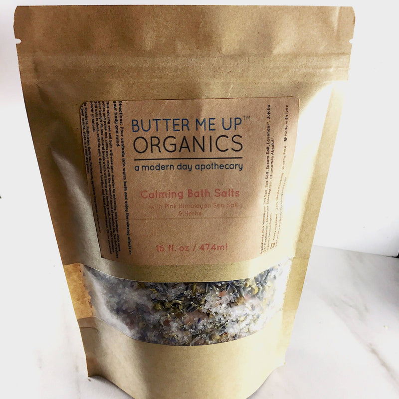 Butter Me Up Organics Calming Bath Salts / Detox / Relaxation / Lavender & Chamomile / Essential Oils / Organic Herbs / Herbal Bath Salts for Relaxation Stress Bath Light Gray