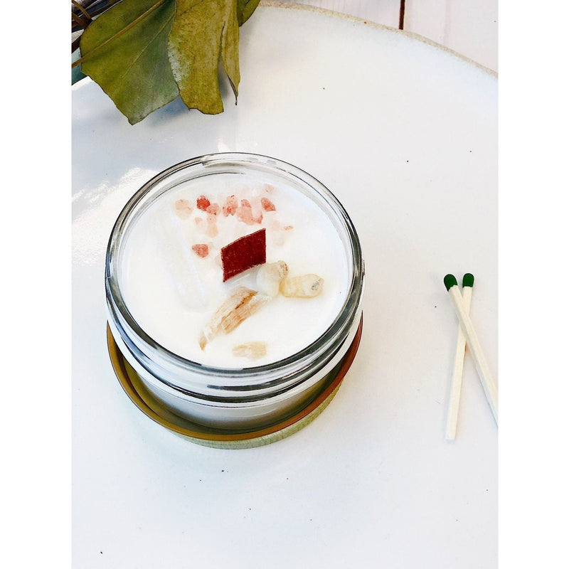 Butter Me Up Organics Space Clearing Candle/ Intention Candle / Organic Soy Candle / Candle with Crystals / Cleansing Candle Metaphysical Lavender
