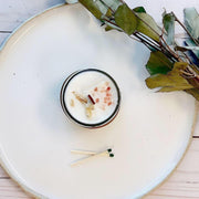 Butter Me Up Organics Space Clearing Candle/ Intention Candle / Organic Soy Candle / Candle with Crystals / Cleansing Candle Metaphysical Light Gray