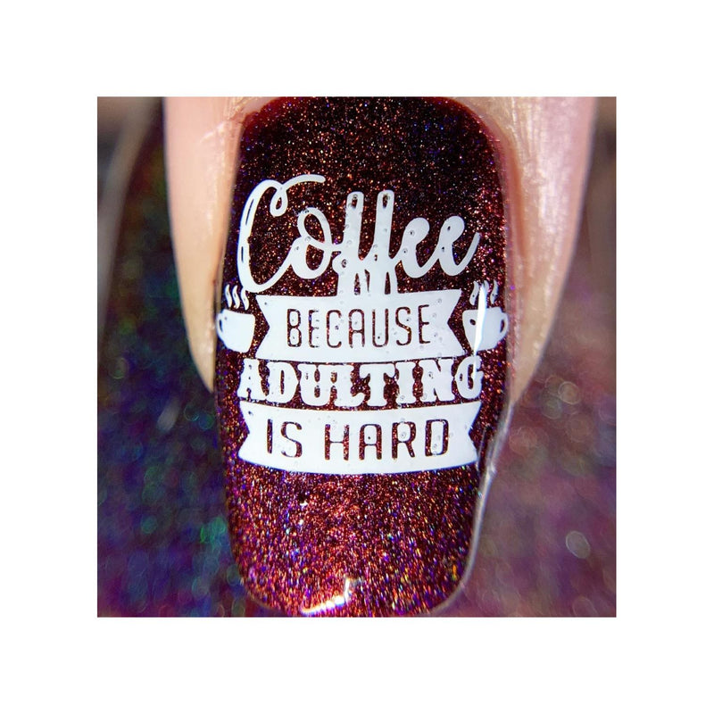 UberChic Beauty Better With Coffee Stamping Plate Dark Slate Gray