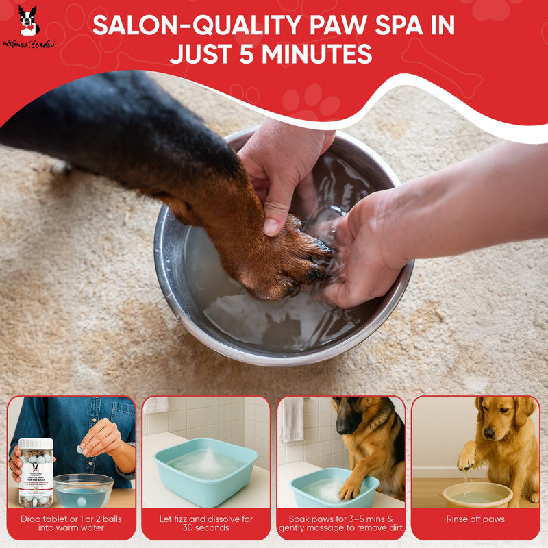 Warren London Deep Cleaning Paw Fizz Tablets - Soothes Itchy, Irritated Paws Spa Product Gray
