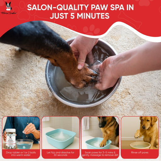 Warren London Deep Cleaning Paw Fizz Tablets - Soothes Itchy, Irritated Paws Spa Product Gray
