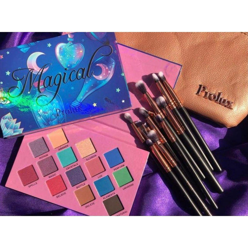 Prolux Cosmetics Deluxe 12 Piece Eye Makeup Brush Set BRUSH SET Pale Violet Red