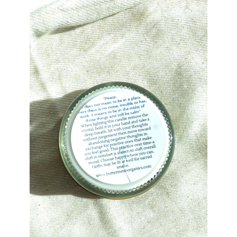 Butter Me Up Organics Peace Candle / Serenity Candle / Intention Candle / Ritual Candle / Crystal Candle / Pretty Candle / Organic Soy Wax Candle / Botanicals Metaphysical Beige
