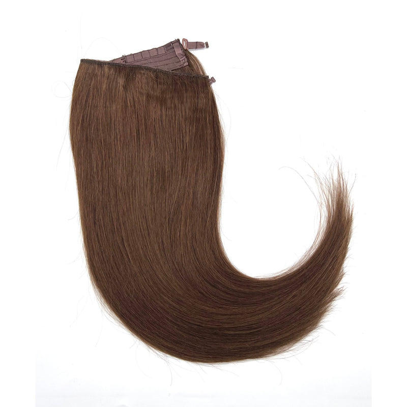 VIP Extensions VIP BandX Halo / Silky Straight 18" with Clip Hair Extension Dark Olive Green 4 Medium Brown