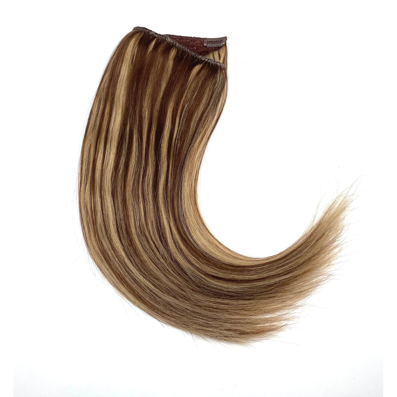 VIP Extensions VIP BandX Halo / Silky Straight 18" with Clip Hair Extension Sienna 1 Jet Black,1B Off Black,2 Dark Brown,4 Medium Brown,6 Light Brown,8 Ash Brown,10,16,22,24,27,30 Light Auburn,35,613 Bleach Blonde,18/22 Ash Blonde Highlight  Blonde,22/33D,27/613 Honey Blonde Highlight Bleach Blonde,26,130,33,350,P4/27 Chocolate Brown to