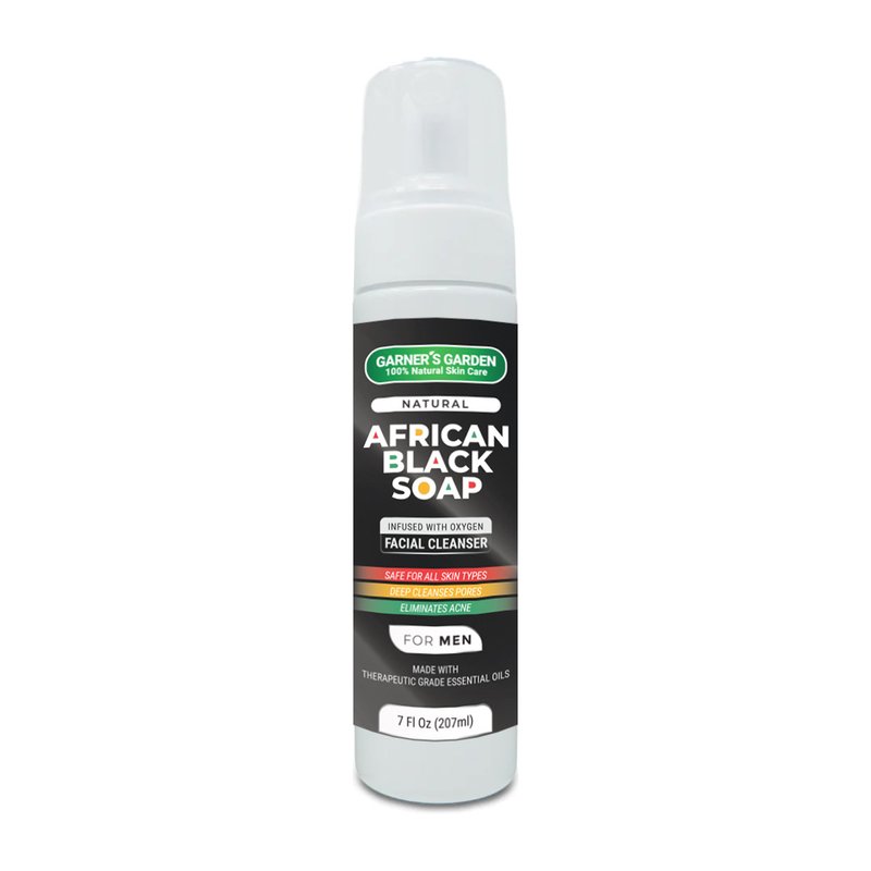 Garner's Garden African Black Soap Facial Cleanser | Men's | H2O2 Facial Cleanser Light Slate Gray 7 oz Foamer (Recommended)