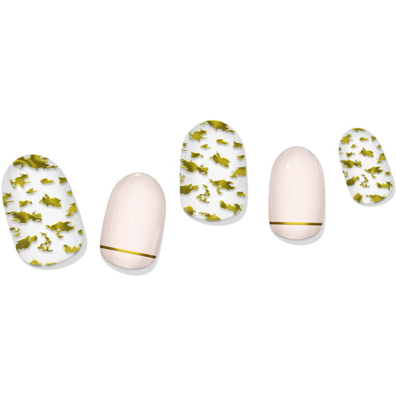 laurenbbeauty Gold Leaf & Blush Gel Nail Wrap Easy Non-Toxic No Dry Time Nail Art Kits & Accessories White Smoke