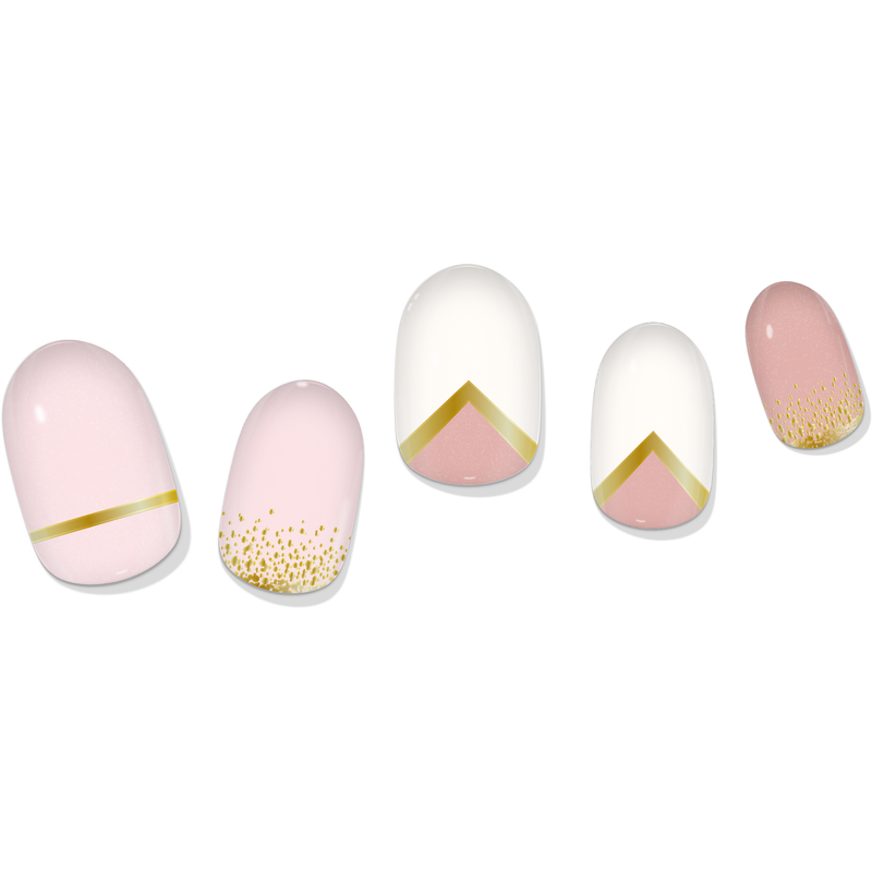 laurenbbeauty COLOR CHANGE Pink & Gold Delicate Geometric Gel Nail Wrap Nail Art Kits & Accessories White Smoke
