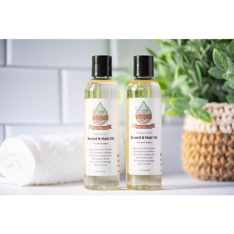 Lizzie's All-natural Products Beard & Hair Oil Light Gray Patchouli Mint,Peppermint