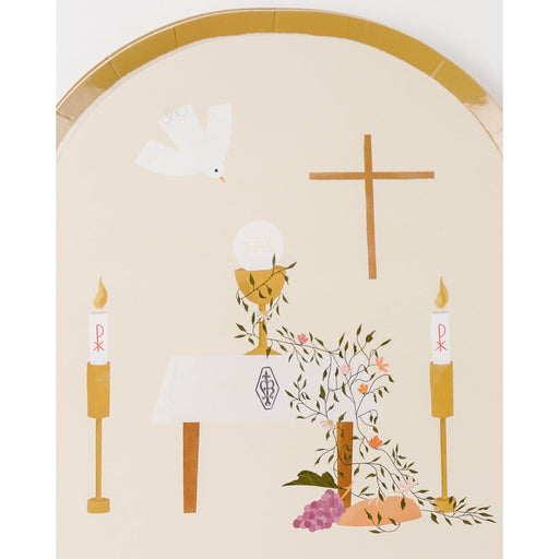 Be A Heart First Communion Dinner Plates Disposable Tableware Light Gray