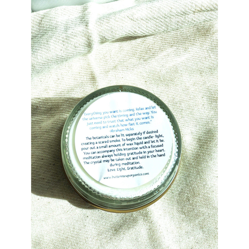 Butter Me Up Organics Blessings Candle / Intention Candle / Good Luck / Soy Handpoured Candle/ Candle with Crystals / Botanical Candle / Essential Oil Candle Metaphysical Beige 1 Blessings candle,Full set of 6 candle