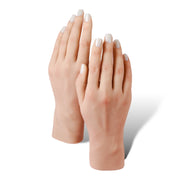 Red Iguana LLC Set of Two 3.0 Full Silicone Practice Hands (Left and Right) 3.0 Hand White Smoke Poseable / Inessa,Non-Poseable / Inessa