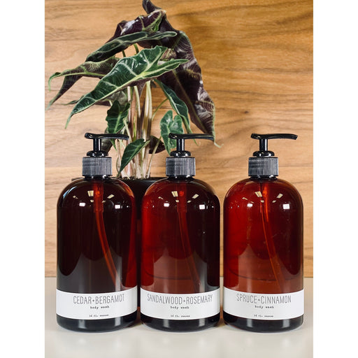 handmade. la conner Body Wash - Woodsy Gentlemen Dark Khaki 16 Ounces - Cedar + Bergamot,16 Ounces - Spruce + Cinnamon,16 Ounces - Sandalwood + Rosemary