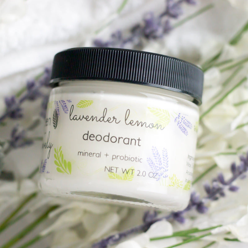 Green + Lovely DEODORANT Lavender Lemon - Mineral + Probiotic - Vegan Light Gray