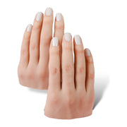 Red Iguana LLC Set of Two 3.0 Half Silicone Practice Hands (Left and Right) 3.0 Hand White Smoke Poseable / Inessa,Non-Poseable / Inessa