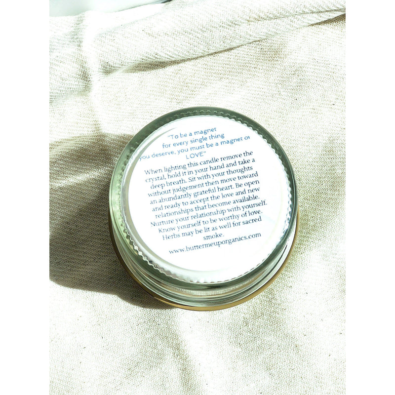 Butter Me Up Organics Love Spell / Intention Candle/ Ritual Candle / Love and Light / Rose Quartz / Crystal Candle Metaphysical Beige Single Candle,Full Set