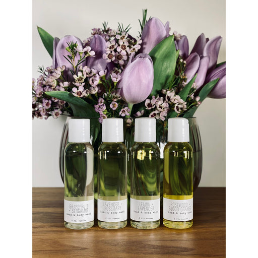 handmade. la conner Hand & Body Wash - Citrusy - 2 Ounces Ladies Gray 2 Ounces - Grapefruit + Bergamot,2 Ounces - Lemon + Lavender,2 Ounces - Rosewood + Blood Orange,2 Ounces - Lavender + Rosemary