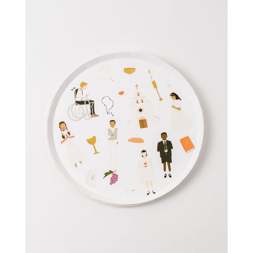 Be A Heart First Communion Cocktail Plates Disposable Tableware Lavender