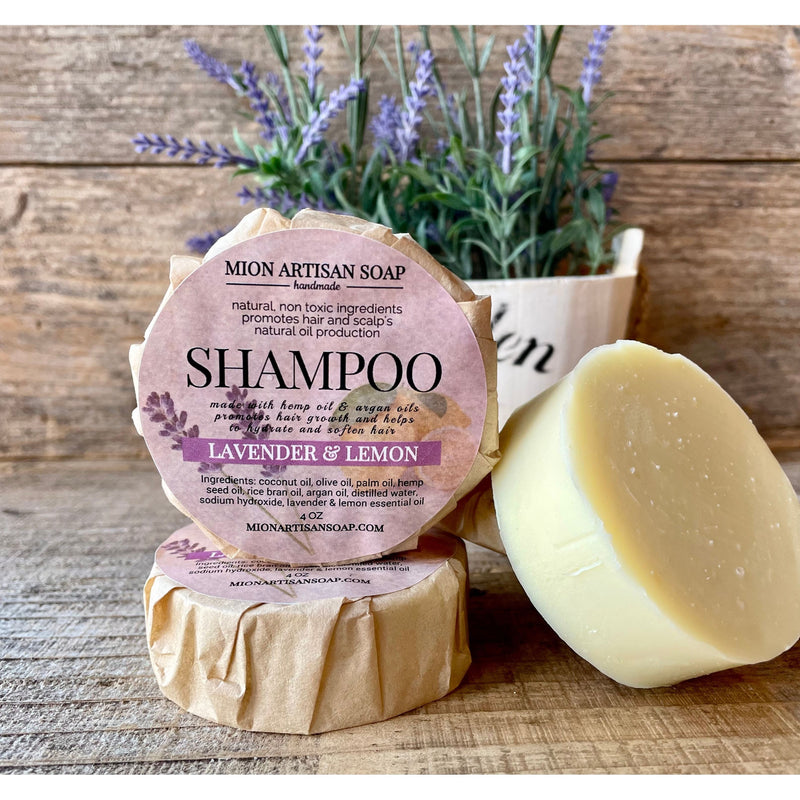 MION Artisan Soap Co. Shampoo Bar | Lavender & Lemon | best for dry and damaged hair Rosy Brown