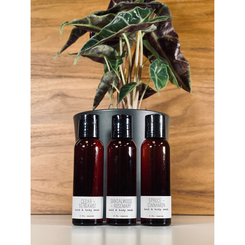 handmade. la conner Hand & Body Wash - Woodsy - 2 Ounces Ladies Dark Khaki 2 Ounces - Cedar + Bergamot,2 Ounces - Spruce + Cinnamon,2 Ounces - Sandalwood + Rosemary