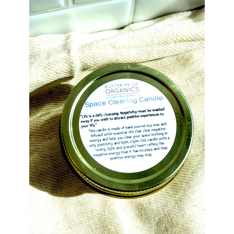 Butter Me Up Organics Space Clearing Candle/ Intention Candle / Organic Soy Candle / Candle with Crystals / Cleansing Candle Metaphysical Dark Olive Green