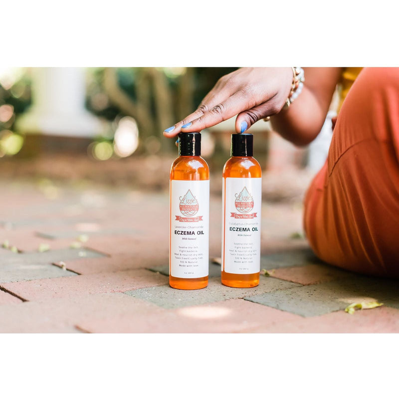 Lizzie's All-natural Products Lizzies Eczema Oil Light Gray Lavender Chamomile 8 oz.,Eucalyptus Chamomile 8 oz.,Original Unscented 8 oz.,Lavender Chamomile 4 oz.,Eucalyptus Chamomile 4 oz.,Original Unscented 4 oz.