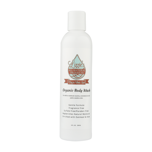 Lizzie's All-natural Products Organic Unscented Body Wash for Eczema Lavender Organic Body Wash (unscented for eczema) 8 oz,Organic Unscented Body Wash for Eczema + Natural Sea Sponge Combo