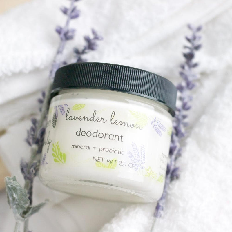 Green + Lovely DEODORANT Lavender Lemon - Mineral + Probiotic - Vegan Light Gray