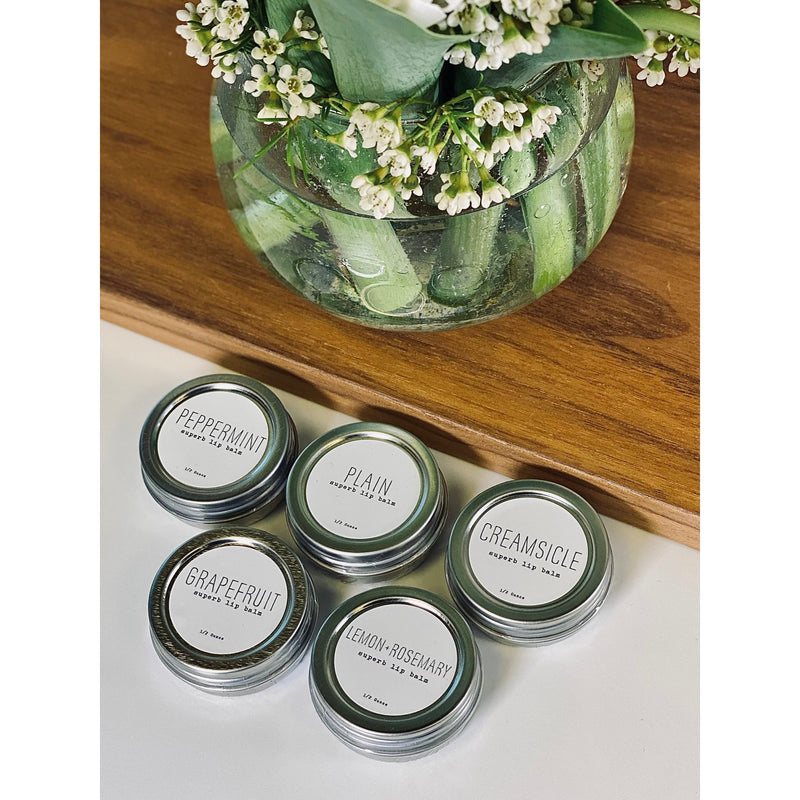 handmade. la conner Superb Lip Balm Skincare Gray Peppermint,Lemon + Rosemary,Grapefruit,Creamsicle,Plain