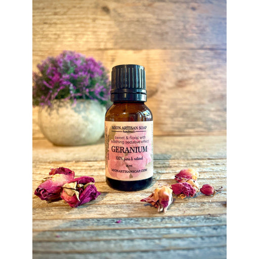 MION Artisan Soap Co. Geranium Essential Oil | Balancing, Natural Elegance Tan