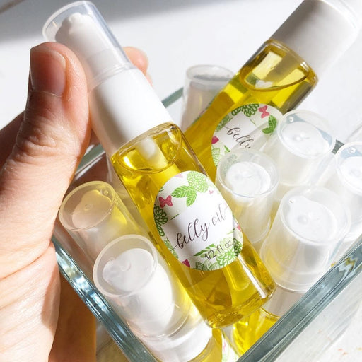 Green + Lovely Mini Sampler + Travel Size /// Better than Butter Pregnancy Belly Oil - 1/2 oz Pregnancy Belly Oil Light Gray Unscented
